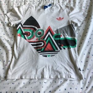 Adidas Originals White Graphic T-Shirt Size Medium